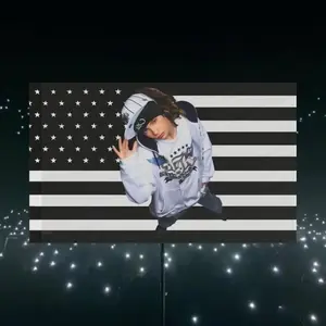 Tom Kaulitz Black & White American Flag Tapestry 3x5 FT - Polyester American Rock / Retro Trend Wall Hanging/room decor