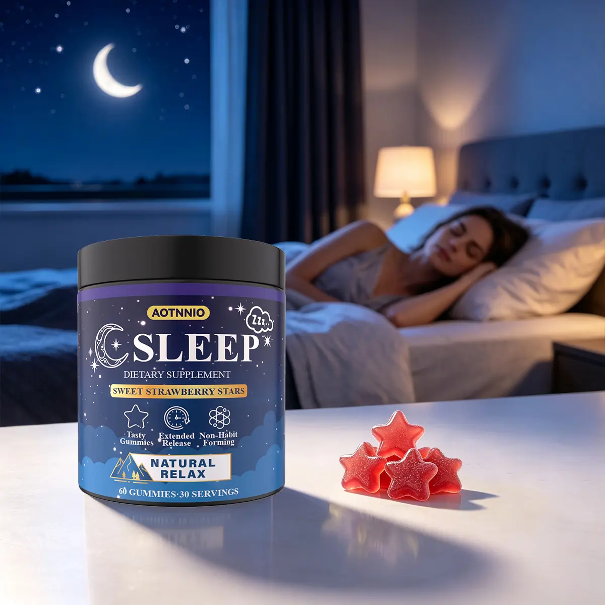 Natural Sleep Gummies | Formulated with L-Theanine, Magnesium, Passionflower & Premium Herbal Extracts | Stress & Calming Support, Sleep Support & Recovery | Melatonin Free, Vegan, Gluten-Free | 60 Ct / 30 Servings`