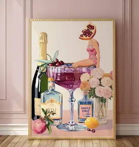 Vintage Pomegranate Cocktail Bar Poster - Wedding Menu Edition Wall Art Décor