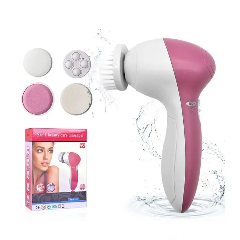5-in-1 Multifunctional Facial Cleansing Device Electric Face Brush Exfoliating Skincare Beauty Brush Rotating Cleansing Tool Battery-Powered