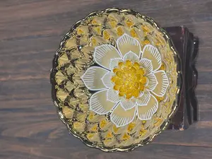 ARTEMISIA Golden Lotus Ceramic Teacup | Handcrafted Embossed Floral Pattern Tea Cup | Luxury Chinese Kung Fu Tea Ware for Tea Lovers