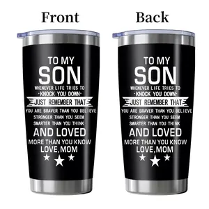 1pc 20Oz Stainless Steel Water Bottle, Round Design, Reusable 304 Stainless Steel Cup for Son, Inspirational Text Theme, Gift for Birthday, Holiday, Back to School, Multipurpose Everyday Drinkware