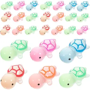100pcs Small Luminescent Resin Turtle Figurines, Mini Glow-Effect Desktop Statues for Indoor Garden Micro Landscape Decoration