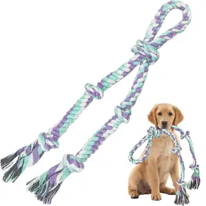 Dog Rope Toys for Large/Medium Aggressive Chewers, Tough Cotton Chew Toy, 3 Feet 5 Knots Indestructible, Tug of War Dog Pull Rope Teeth Cleaning(5 Knots-19.5Inch)