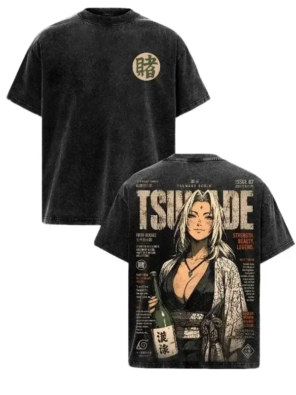 Tsunade Senju Vintage Washed Anime T-Shirt – Fifth Hokage Naruto Graphic Tee, Legendary Sannin Retro Manga Streetwear Oversized Heavy Cotton Unisex Shirt, Anime Gift for Men & Women,school outfit,loose fashion,good cotton graphic tees, Soft Menswear