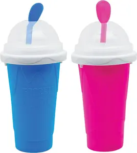 Slushy Maker Cup Slushie Maker Milk Cola Juice Squeeze Glass Frozen Magic Quick Freeze Cup Cooling Smoothies Cup with Lids and Straws Silicone
