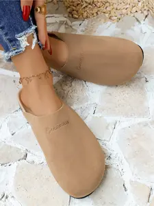 Spring and summer new style simple solid color Baotou Haken half drag women's shoes with cork sole comfortable lazy Mueller shoes versatile for outdoor casual cooldown