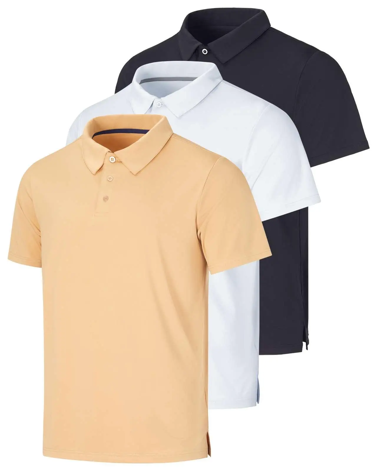 3 Pack Men's Dry Fit Polo Shirt Short Sleeve Performance Golf Work Casual
