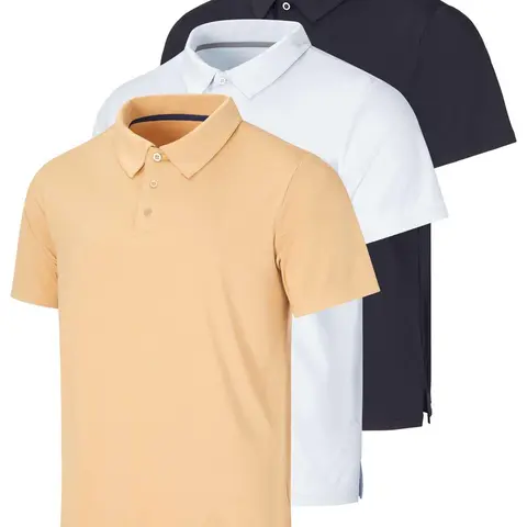 3 Pack Men's Dry Fit Polo Shirt Short Sleeve Performance Golf Work Casual