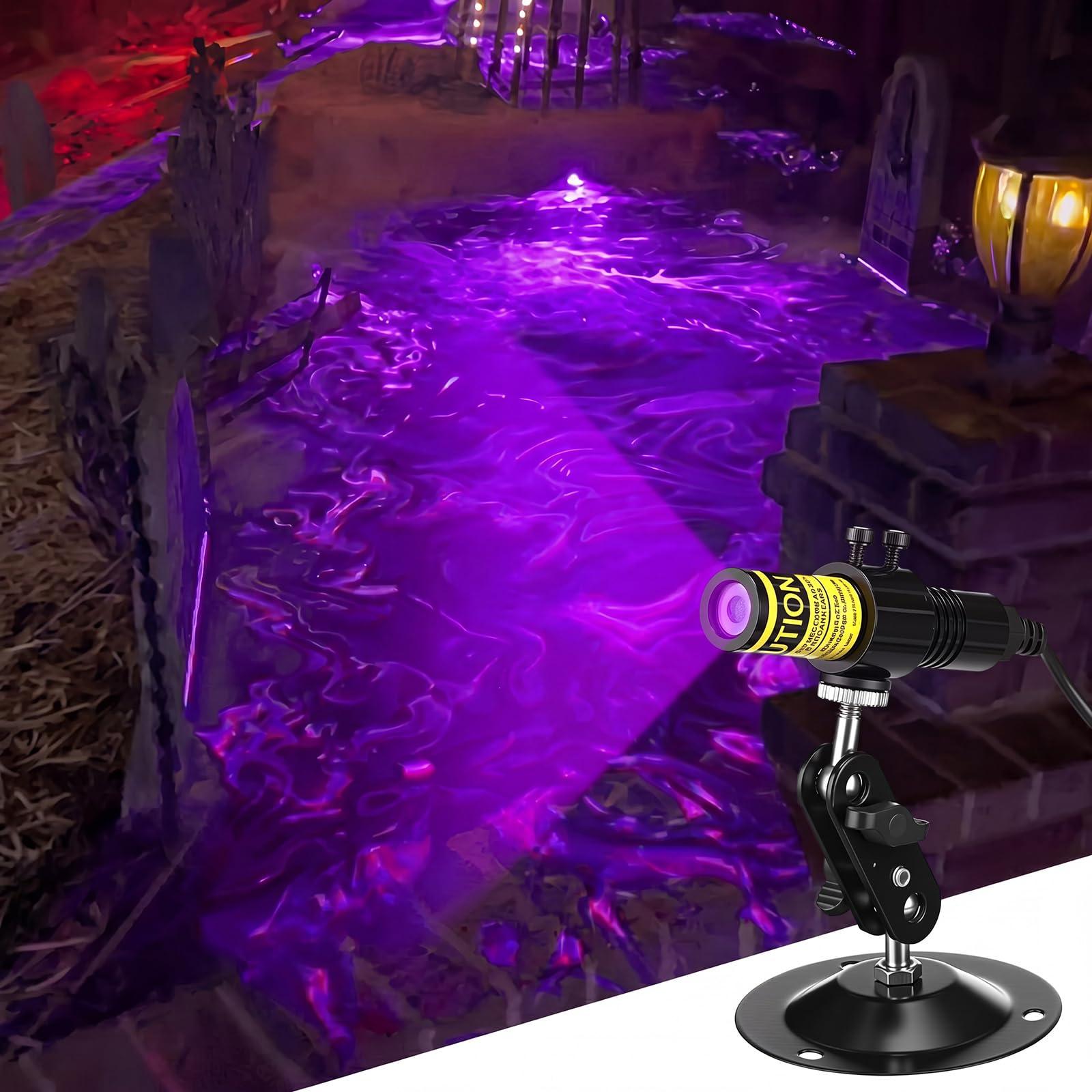 Halloween Laser Swamp Light Works with Low Lying Fog Machine (Not included), Laser Projector Laser Pointer High Power IP67 Waterproof 360-Degree Adjustable Halloween Decor Creepy Haunted House Decor Garden DIY Halloween Witch Decorations for Yard