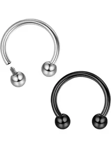 2pcs 16g Septum Rings for Women Men | Implant Grade G23 Titanium Septum Ring | Internally Threaded Horseshoe Circular Barbell Piercing Jewelry for Nose Lip Tragus Eyebrow Helix Daith Titanium Nose Hoop