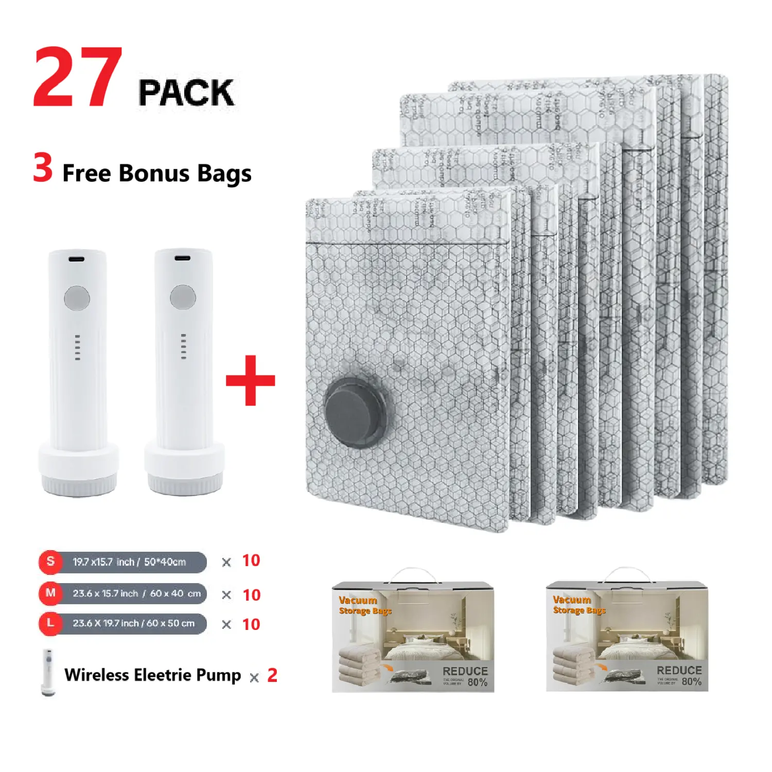 27 PACK +  2 Wireless Electric Pump