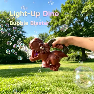 Dinosaur Bubble Gun with Lights, Automatic Bubble Machine Toy for Kids, One Press Easy Use, Cute Outdoor Summer Toy Gift for Toddlers