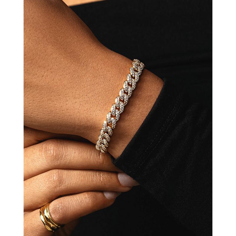 JAXXON - Women's Iced Out Cuban Set - 8mm - Gold - Box Clasp