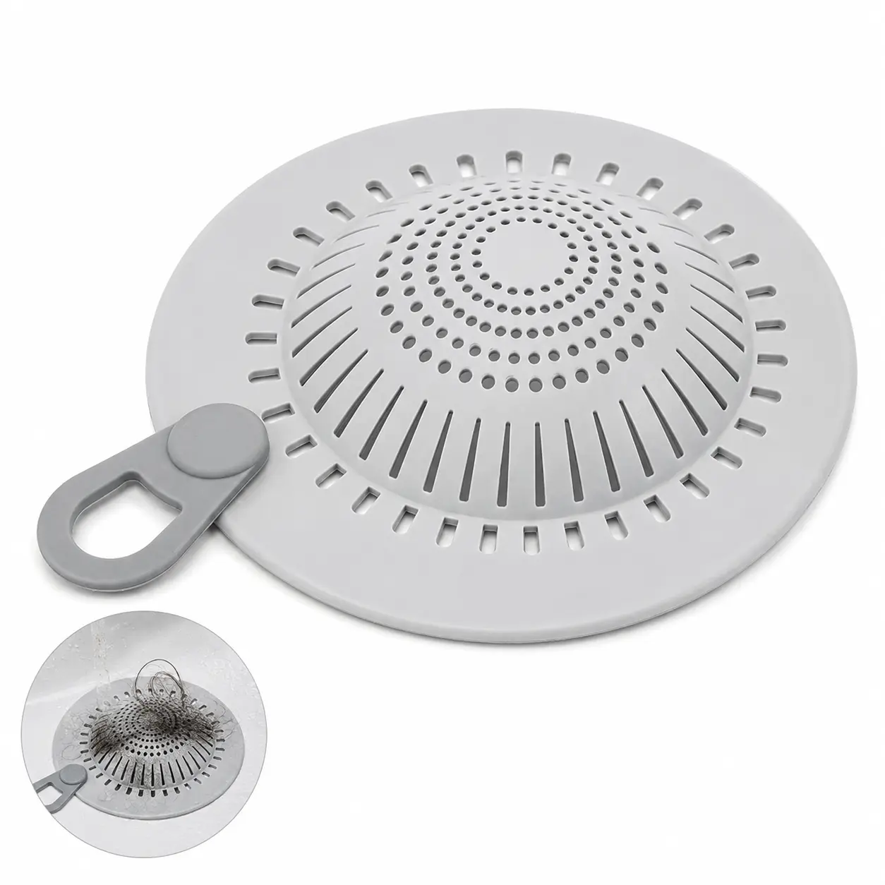 Silicone Drain Hair Catcher, Anti-Clog Strainer for Shower, Bathtub, Bathroom & Kitchen Sink