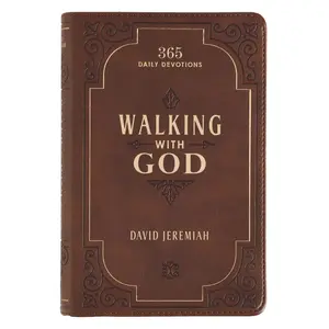 Walking with God Devotional - Brown Faux Leather Daily Devotional for Men & Women 365 Daily Devotions -- David Jeremiah - Leather