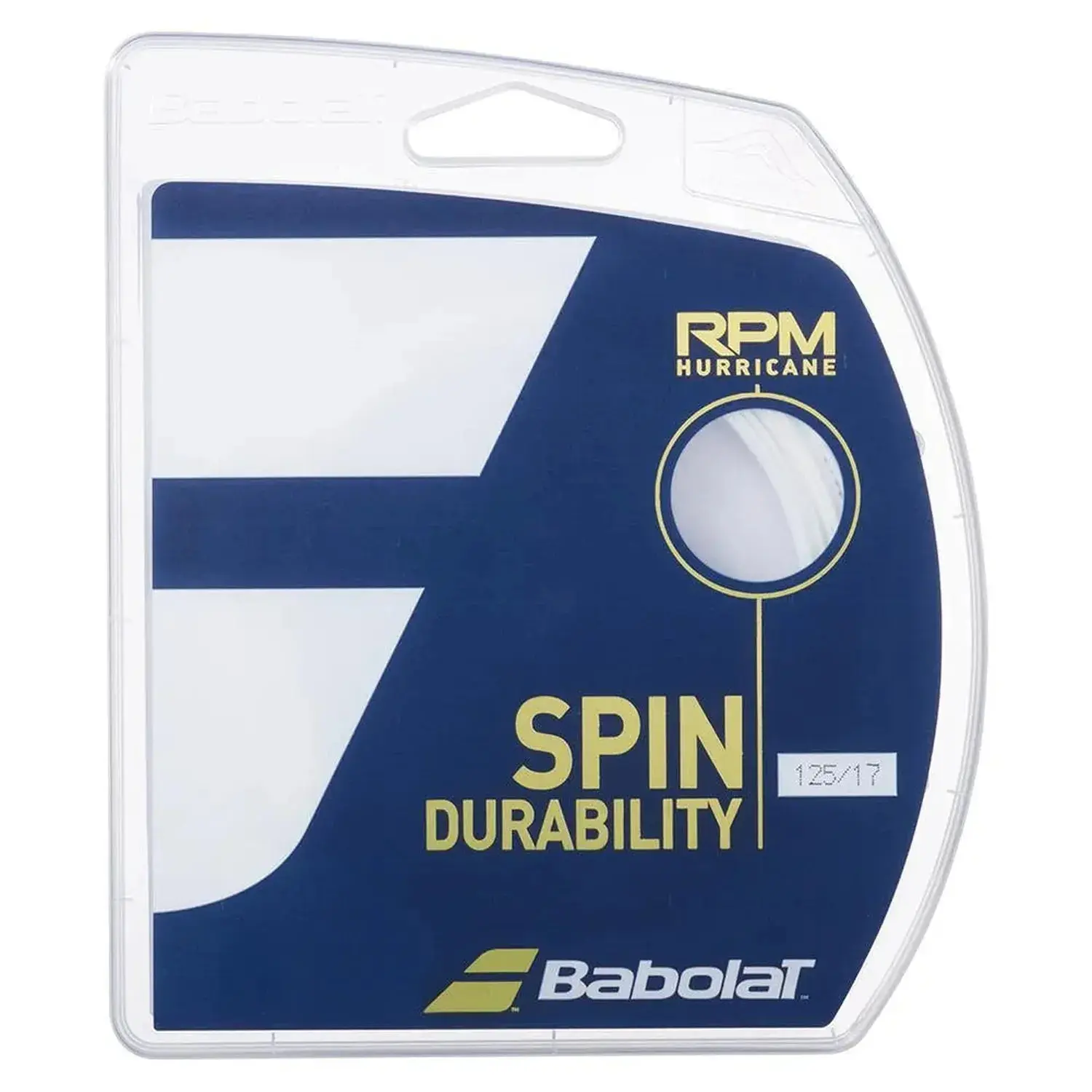 RPM Hurricane Tennis String, Durable Co-polyester Monofilament with an Octagonal Profile for Spin Generation and Controlled Play - 16G/17G, Gauge, Fiber