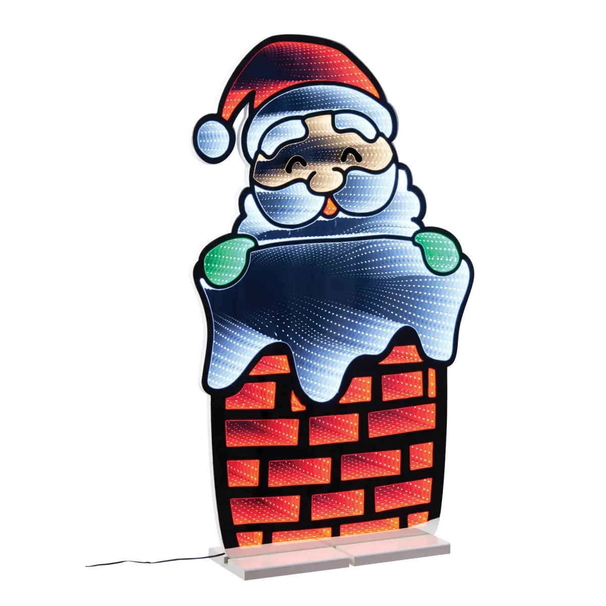 Melrose 95950DS 35 in. Acrylic UL Plug Ekkolight Christmas Decoration, Santa & Chimney Design, Red & White Festive Home Decor