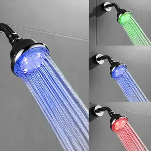 [Flash Temperature Control Shower] Colorful Flashing Temperature Control Shower Head - Round Electroplated Mirror Surface Water Flow Power Generation - Halloween/Christmas Light, Gift Decoration