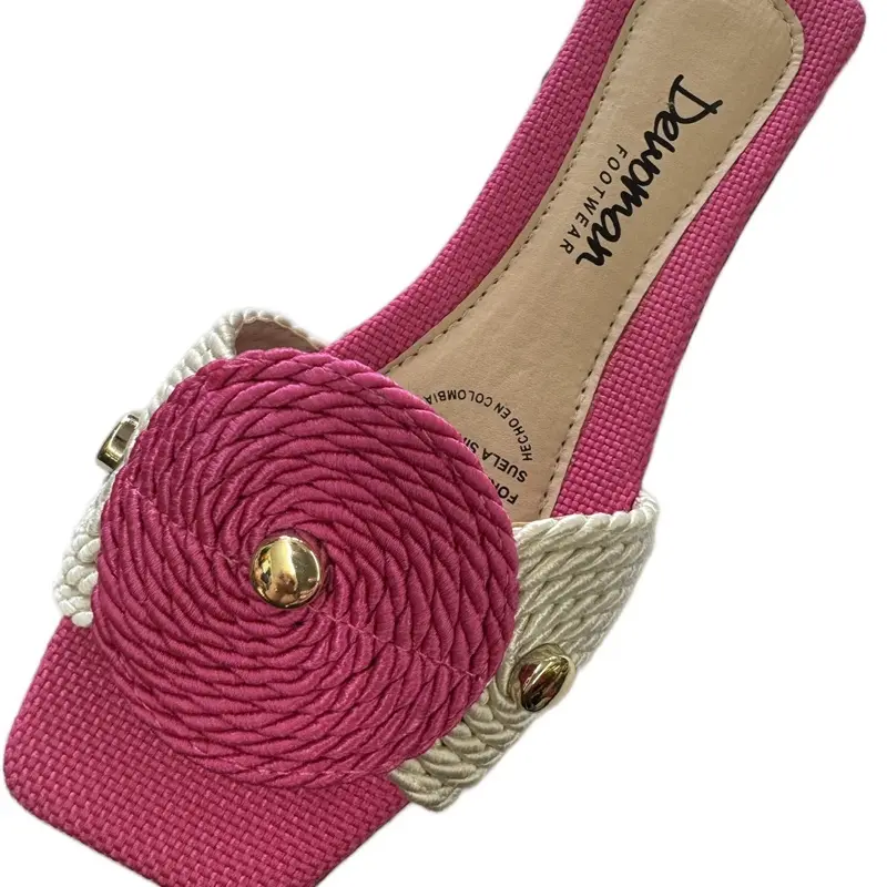 Colombian Women's Sandals in Pink with Decorative Band and Adjustable Strap - Girl, Shoe