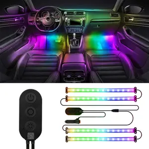 Neon LED Car Interior Ambient Foot Strip Light Accessories Back light Remote App Music Control Auto Decorative Atmosphere Lamp