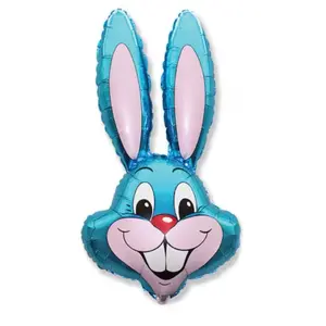 Bunny Rabbit Balloon 40in - Blue with Pink Ears and Red Nose