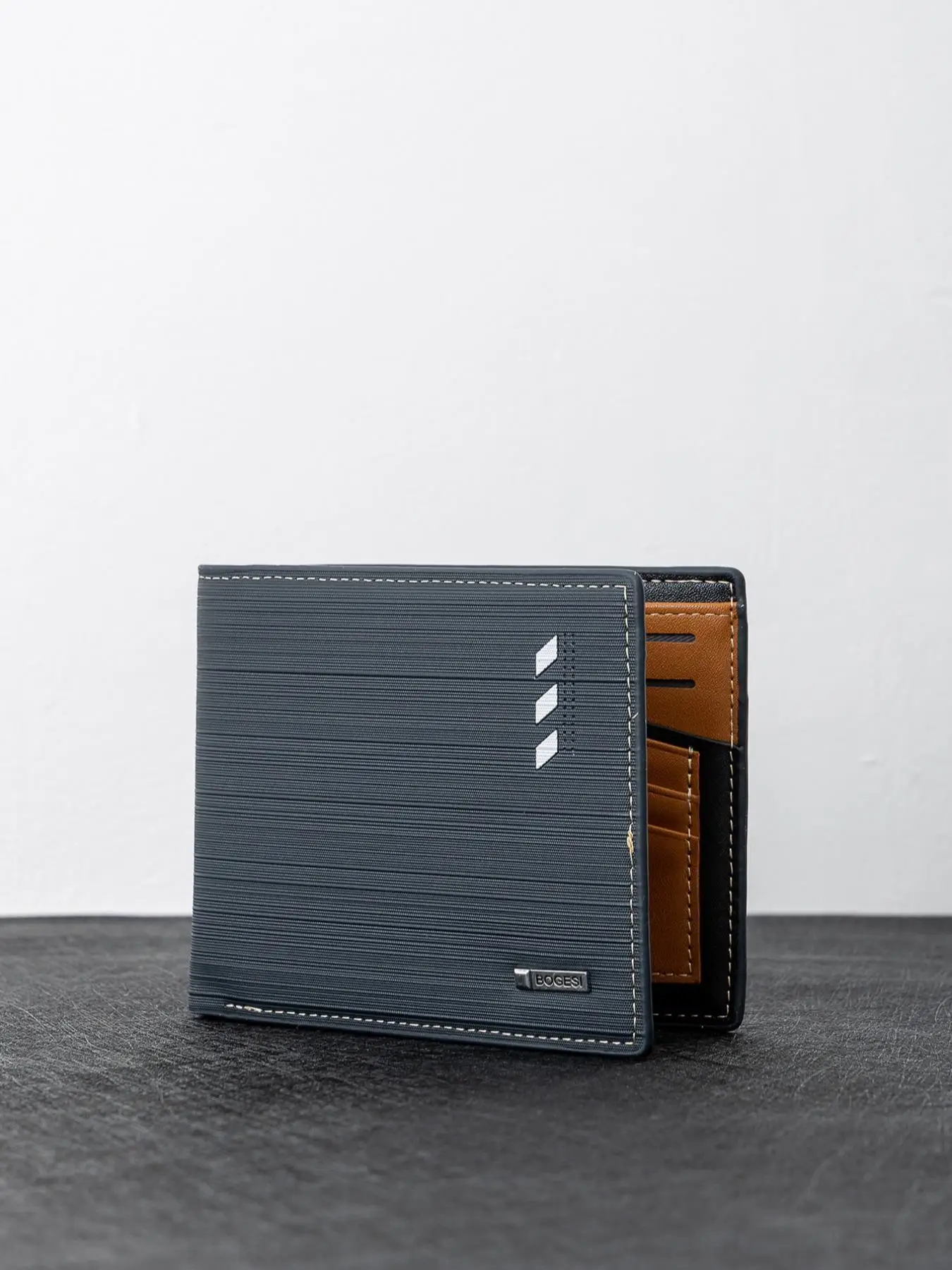 Solid Color Letter Metal Patch Design Short Wallet for Men As Gift, Gingham Bifold Wallet, Summer Fashionable Business Soft Pu Leather Zipper Wallet,