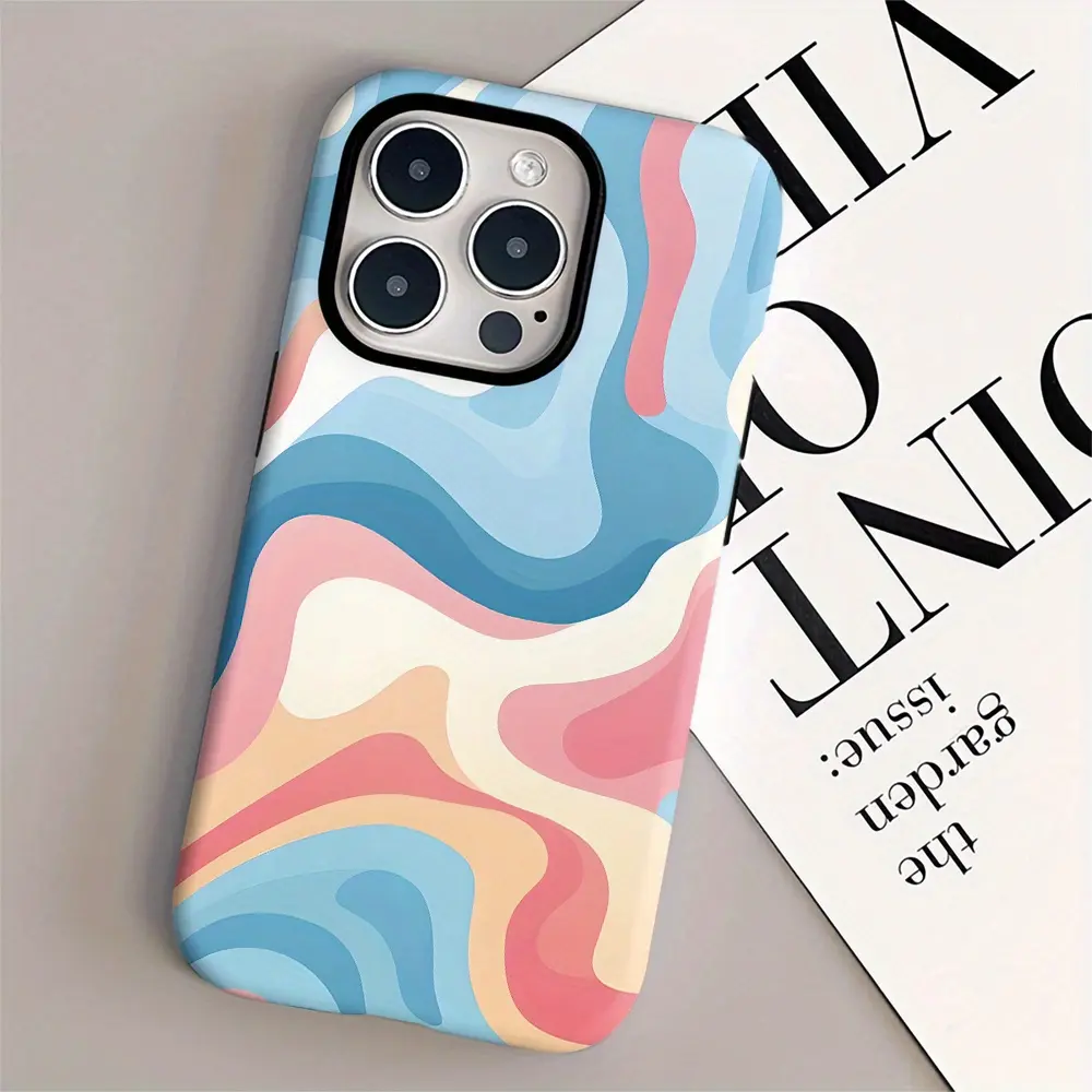 A stylish dual-layer protective case with a flowing red wave design, this durable 2-in-1 case is compatible with iPhone 17/16/15/14/13/12/11 Pro Max/Plus/Pro and Samsung Galaxy S25/S24/S23 Ultra series. Ideal for couples.