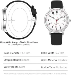 Watch for Women Waterproof Analog Silicone Watch with Second Hand Nursing Watch