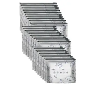 2026 Upgraded Reusable Aluminum Foil Food Storage Bags Thickened Airtight Zip Lock Leakproof Fresh-Keeping Pouches Fridge Organizer with Write Label for Fruit Vegetable Meat Freezer Storage-MM1