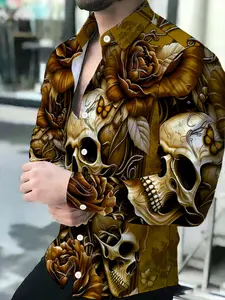 Men's Long-Sleeve Shirt Casual Street Style Novel Pattern