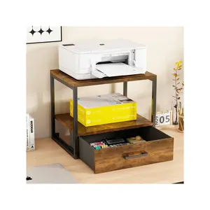 Printer Stand For Desk Printer Stand With Storage,Printer Stand With Drawer,Multi-Purpose Desk Shelf For Top Of Desk,Heavy Duty Desktop Shelf/Printer Table For Home Office(3-Tier