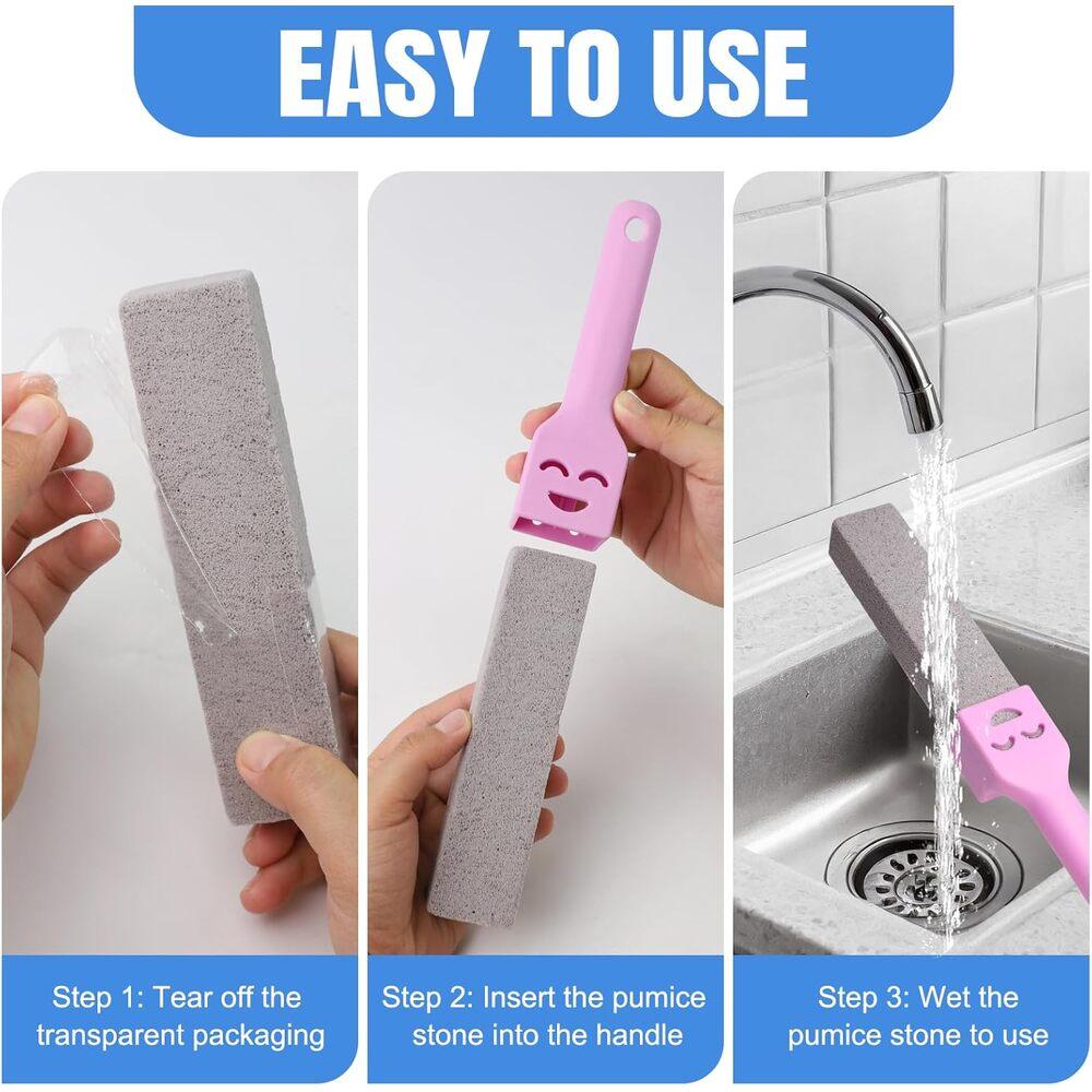 Pumice Stone Toilet Cleaner with Detachable Cute Handle, Multipurpose Household Cleaning Block for Toilet Bowl Bathtub Washbasin Sink Pool Daily Home Surface Cleaning 12 Pack