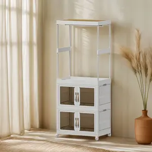 Foldable Large-Size Wardrobe Clothes Organizer, Home Storage Rack with Hanging Rod and Cabinet Shelves, Spacious Closet Solution for Bedroom, Living Room