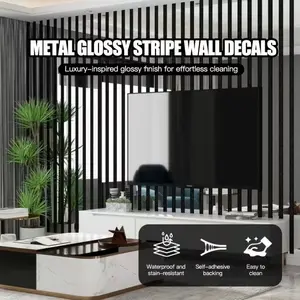 Self-Adhesive 3D Grid Wallpaper Board, Metal Punk Style, Gold Silver Color 3D Mirror Texture, Easy Install, PVC Vinyl Material, Home Decor