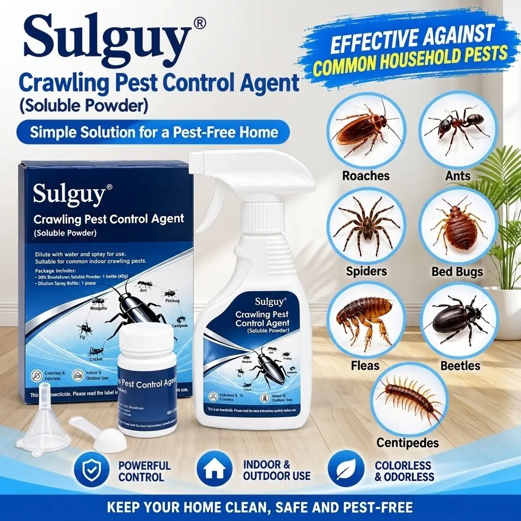Sulguy Household Crawling Pest Control Spray Kit (Makes 1 Gal) - 20% Dinotefuran Soluble Powder Insecticide, Odorless Bug Spray with Bottles for Indoor/Outdoor Home Defense Against Roaches, Ants, Spiders, Fleas & Silverfish
