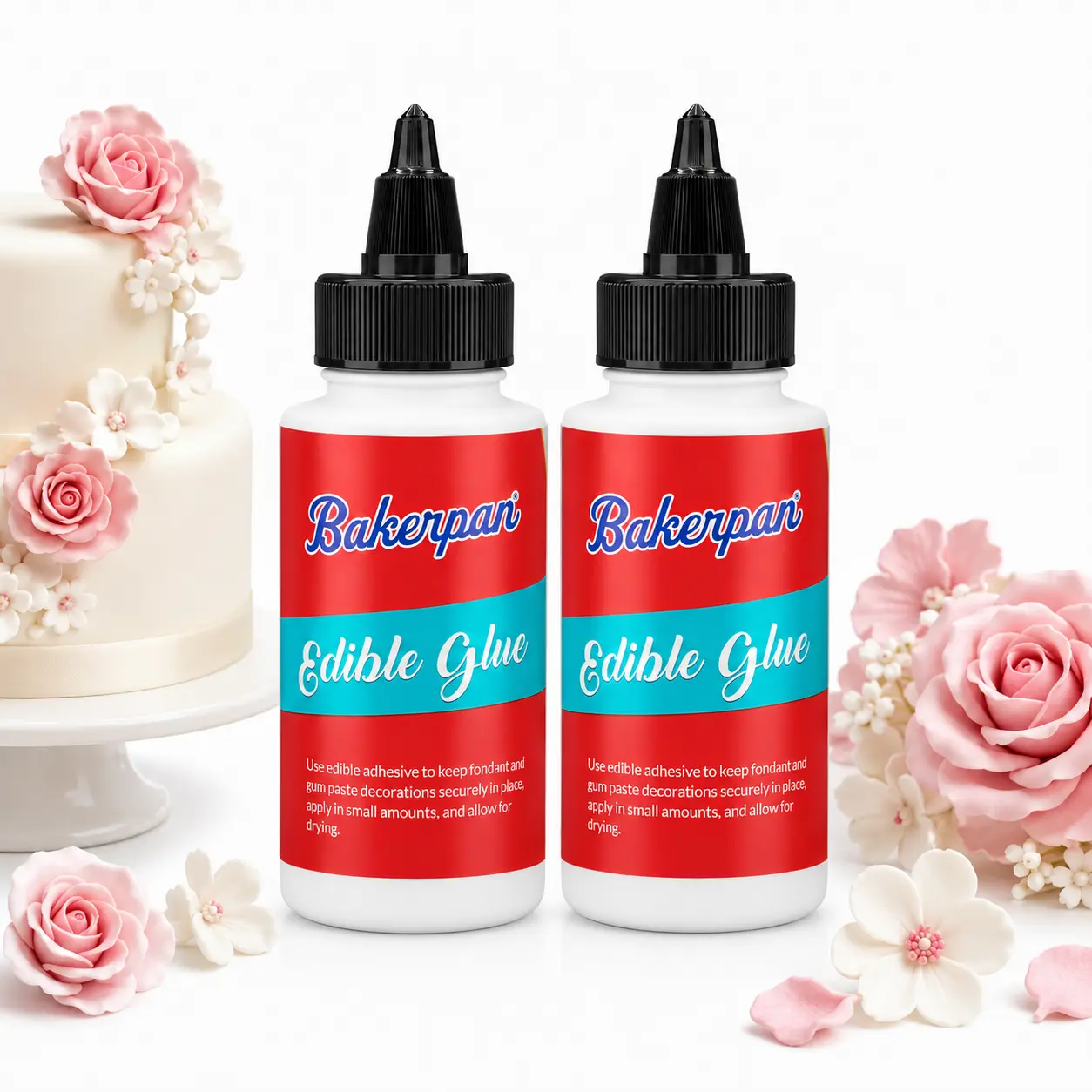 Bakerpan 2 Pack Edible Glue for Cake Decorating - 2 Ounce Edible Adhesive for Cookies, Fondant, Gum Paste, Sprinkles