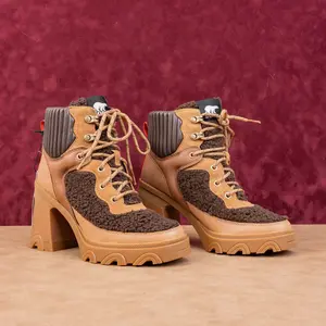 Sorel Women Brex Cozy Heel Waterproof Brown Leather Lace-up Ankle Boots sz 6.5