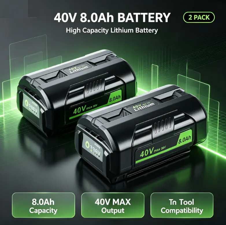 36V (40Vmax) 8.0Ah (8000mAh) High-Density Lithium-Ion Battery with Rugged Shell, Lightweight Grip, Safety Chip, Compatible with Ryobi OP4040A1-RBL1820G-RBL4020, Cordless Power Tool Accessory for Solar-Wind Power Charge Controllers, Father's Day Gift