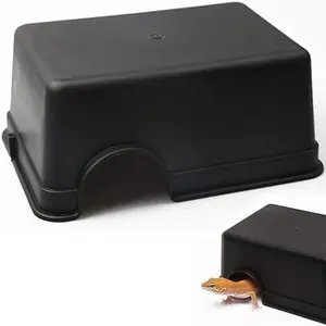 Reptile Hide Box - Durable Plastic Cave for Gecko & Snake - 5.5W*8L*2.5D - Easy Clean & Secure - Ideal for Small Reptile Enclosures - Natural Feel Habitat