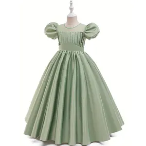 [Bohemian Princess Party Dress] Bohemian Princess Party Dress Girls with Puffy Bell Sleeves & Mermaid - Long Flowing A-Line Guest Dress, Pageant, Prom, Hand Washable Outfit