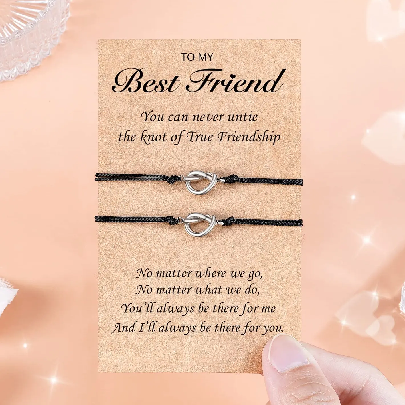 2/3 Pcs Love Knot Infinity Bracelets for Women Girls Best Friends Sister Matching Friendship Bracelets Birthday Wedding Long Distence New Job Gifts for Her, Female, Adults, Nylon Rope