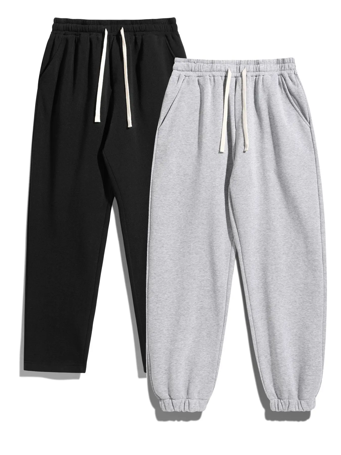 Men's Solid Drawstring Waist Thermal Lined Sweatpants, Casual Comfy Straight Leg Pants & Jogger Pants for Fall & Winter, Men's Trousers for Daily Wear, Workout Casual Baggy, Casual Sports Pants