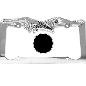 Eagle Eagles Bird Universal Metal License Plate Frame Cool Decorative Design for Any  (Chrome)