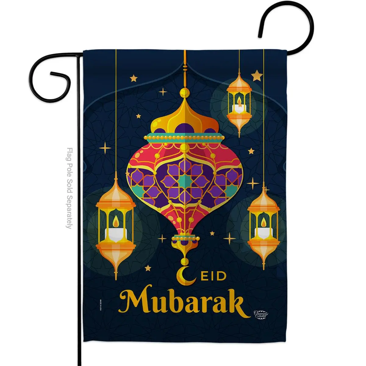 212 MAIN Eid Mubarak Garden Flag, 13" x 18.5" Weatherproof Double-Sided Double-Stitched Religious Vertical Banner with Sleeve, Eco-Friendly Inks Indoor-Outdoor Home Decor Gift