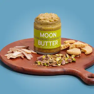 Pistachio Coconut Cookie Butter - MoonButter - All Natural Nut Butter - Dry Roasted Pistachios & Cashews - Sugar Cookie Inspired 10 oz