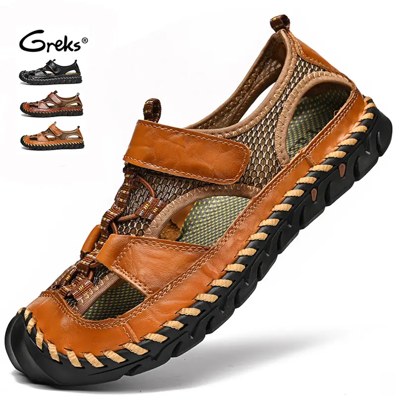 GREKS Men's Sport Sandals Closed Toe Outdoor Handmade Sandal Summer Beach Sandal Fisherman Sandals comfortable non-slip fathersdaygift soft bottom   -2021