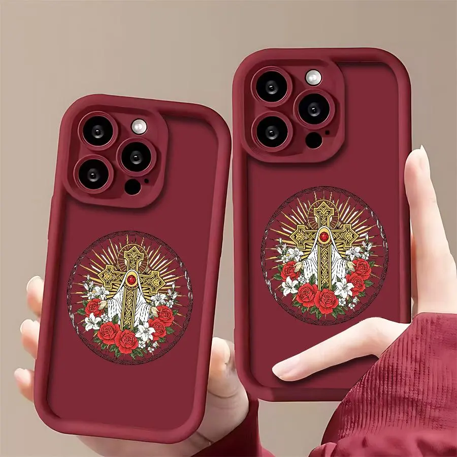 IPhone Air Case 17 16 15 14 13 12 11 Plus Promax Pro Max&Samsung Galaxy S25 S24 S23 S22 Super FE Matte Anti Fall Protective Cover with Madonna Pattern Design christmas lover funny festive holiday case cute loopy  cases