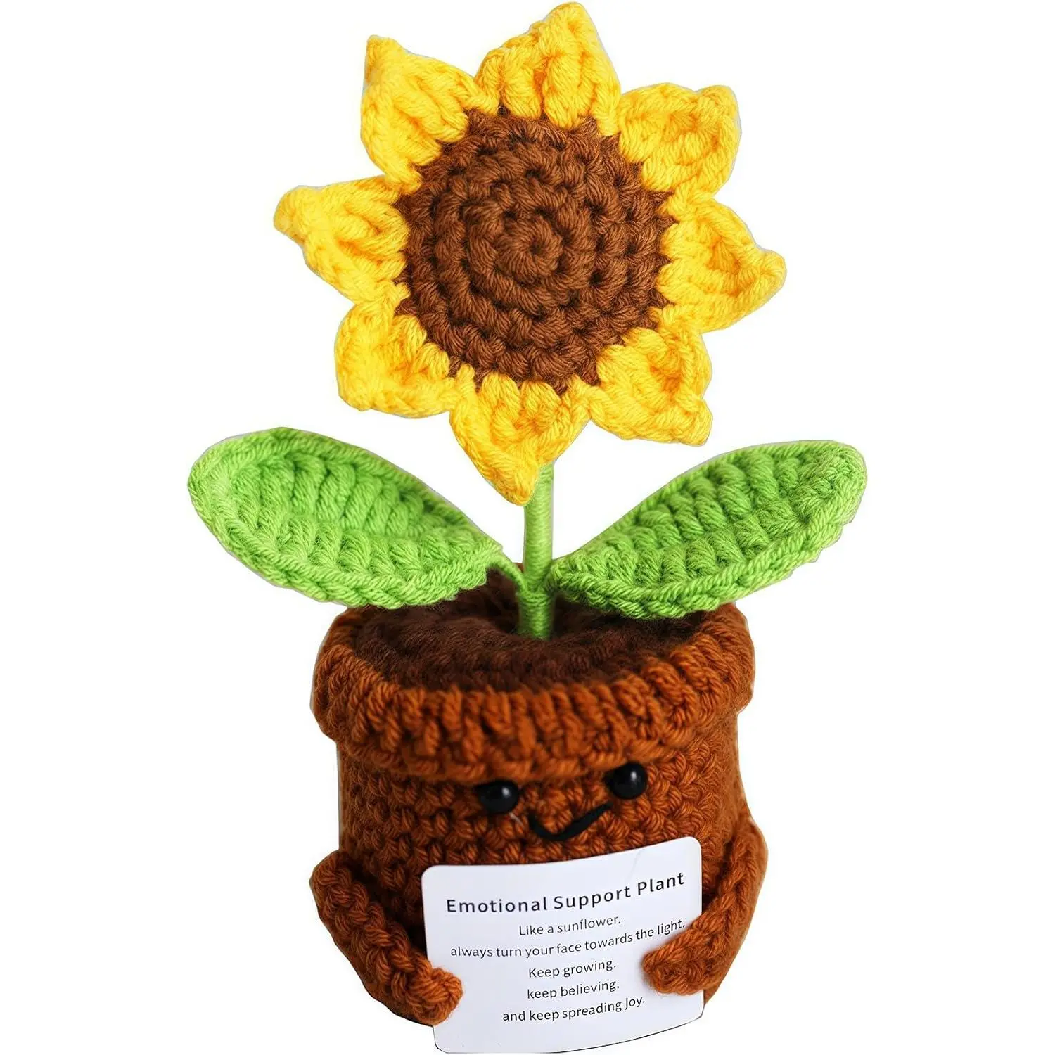 Inspirational Gifts for Women, Positive Crochet , Emotional Support Home Decor Knitting Flower, Handmade Crochet Sunflower Motivational Gifts for Women