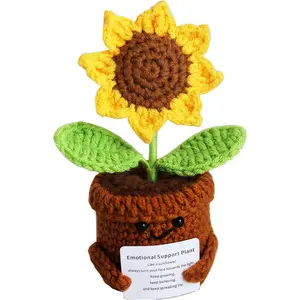 Inspirational Gifts for Women, Positive Crochet , Emotional Support Home Decor Knitting Flower, Handmade Crochet Sunflower Motivational Gifts for Women